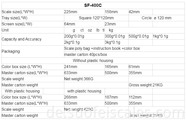 SF-400C Elektronische 600 g Gewichtsbalance Maschine Digitaler Waage Waage Skala Kitchen Food Waage Skala